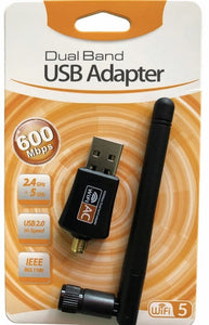 USB Dual Band Adapter WiFi 600Mbps 5GHz